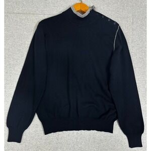 Officine Panerai 100% Cashmere Sweater Mens M Navy Mock Neck Made Italy